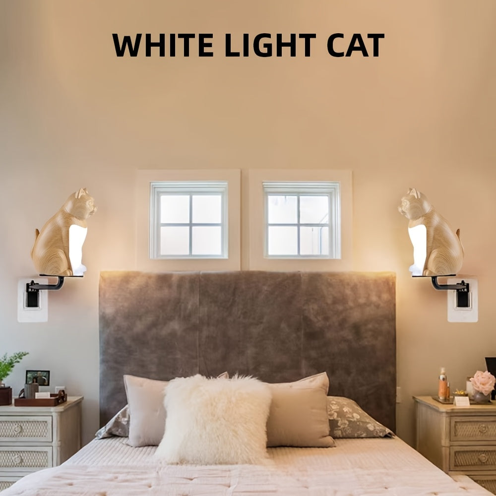 Adorable Kitten LED Desk Lamp, Three-Level Dimmable Bedside Lamp, Artistic Rechargeable Touch Night Light, Maple Leaf Color, Holiday Gift, Bedside Lighting, Home Decor, Artistic Lamp, Stylish Nightlight, Portable Lighting, Lightweight Design, Adjustable
