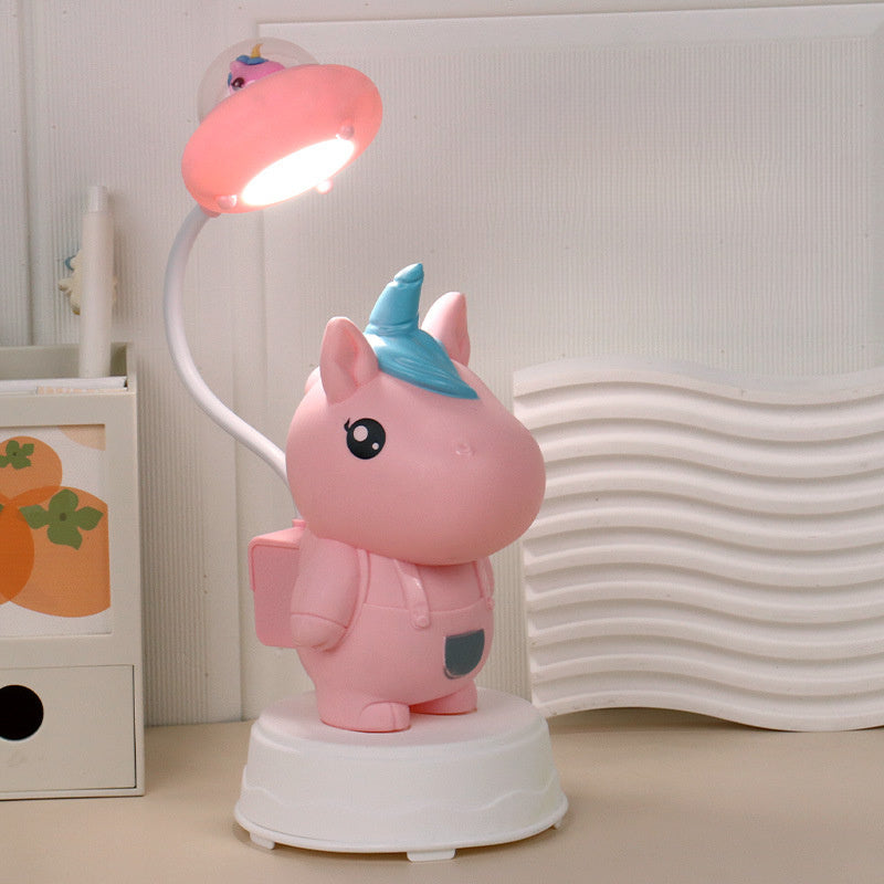 2025 new cartoon cute pet with pencil sharpener desk lamp creative desktop ornament desk lamp writing lamp reading lamp