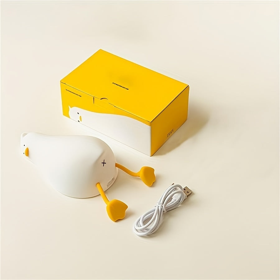 LED Glowing Night Light with Pressure Reduction, Silicone Touch-Activated Sleep Lamp, Colorful Changing Duck That Changes Face with a Tap.