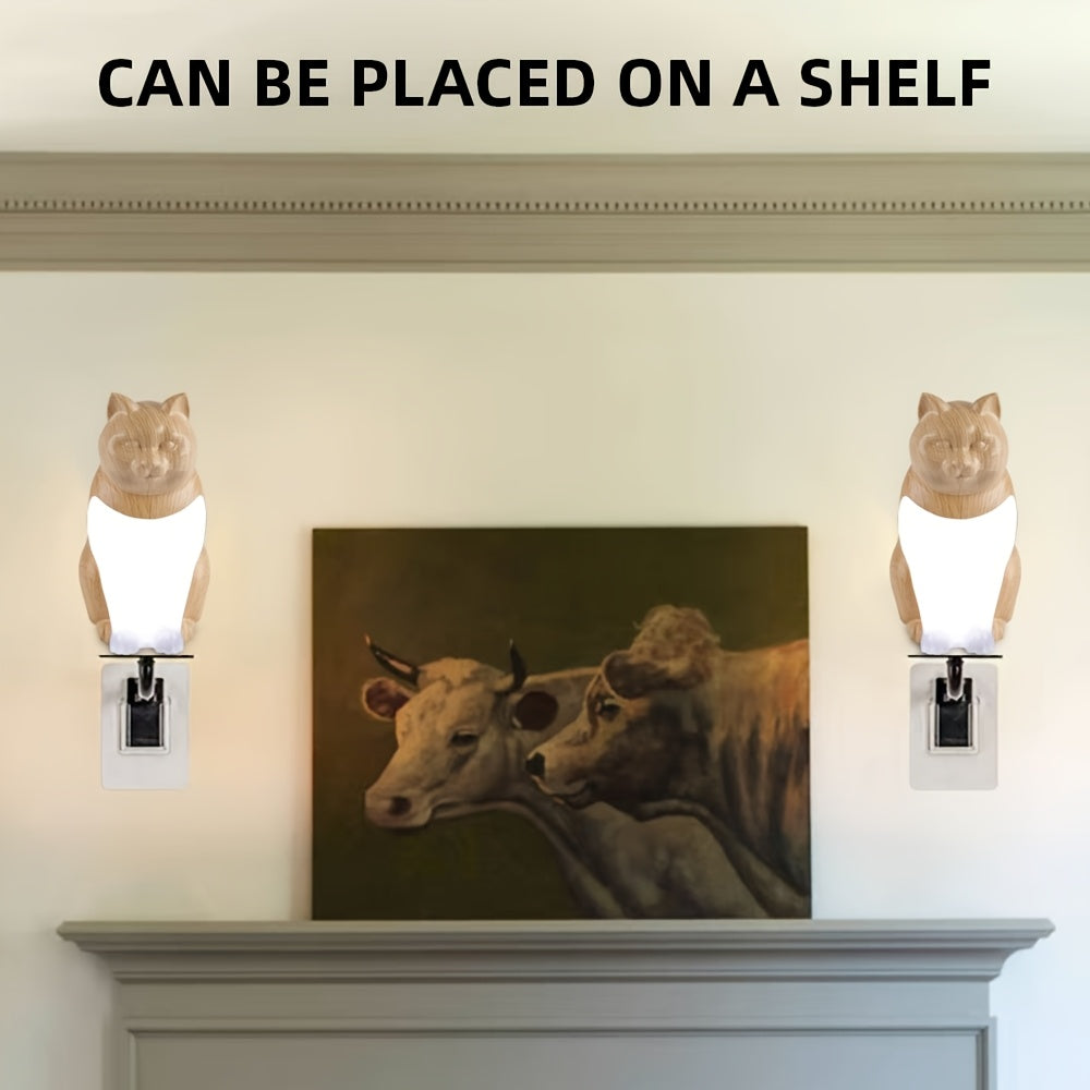 Adorable Kitten LED Desk Lamp, Three-Level Dimmable Bedside Lamp, Artistic Rechargeable Touch Night Light, Maple Leaf Color, Holiday Gift, Bedside Lighting, Home Decor, Artistic Lamp, Stylish Nightlight, Portable Lighting, Lightweight Design, Adjustable