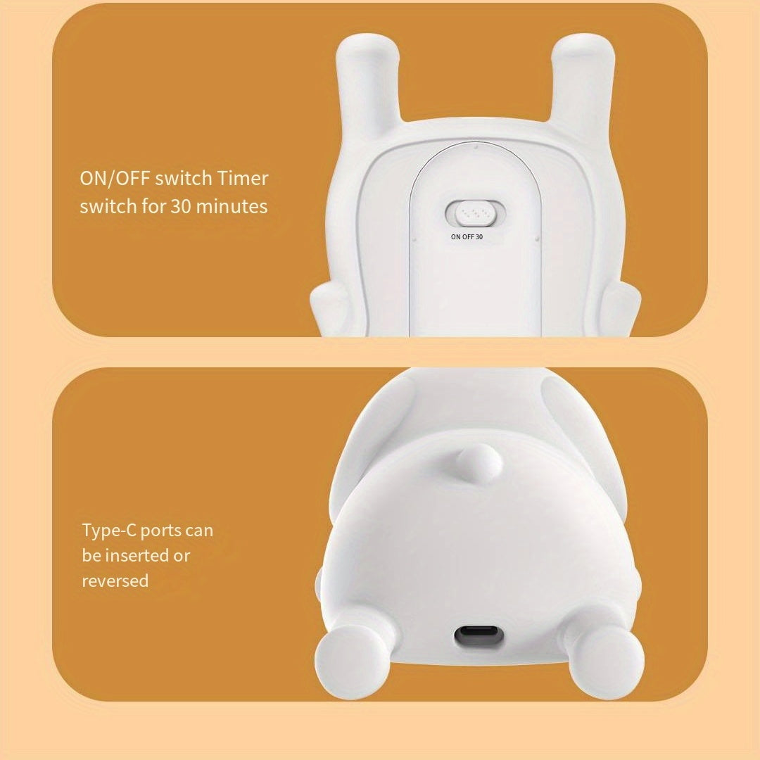 1pc USB Rechargeable Elephant-Shaped LED Night Light, Silicone Pat Lamp for Sleep, Portable Induction Bedside Stand, Indoor Use, Electronic Components, Lithium Battery, USB Charging, ≤36V