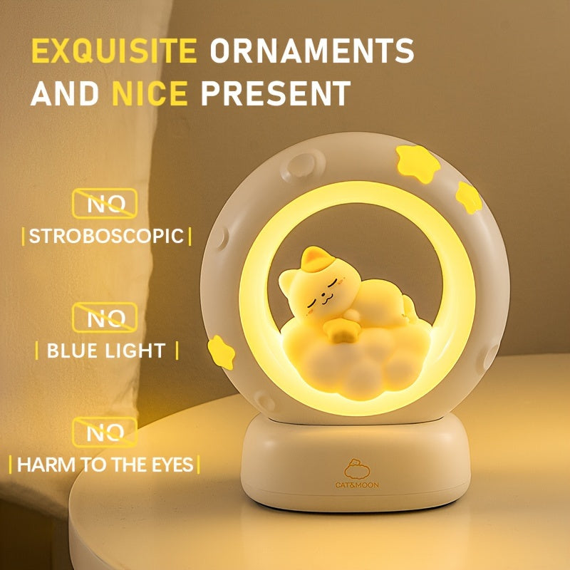 Small Night Lamp. Cat Rabbit Reading Lamp with Battery, Table Lamp, Room Decoration, USB Charging, Cute LED Multicolor Gift