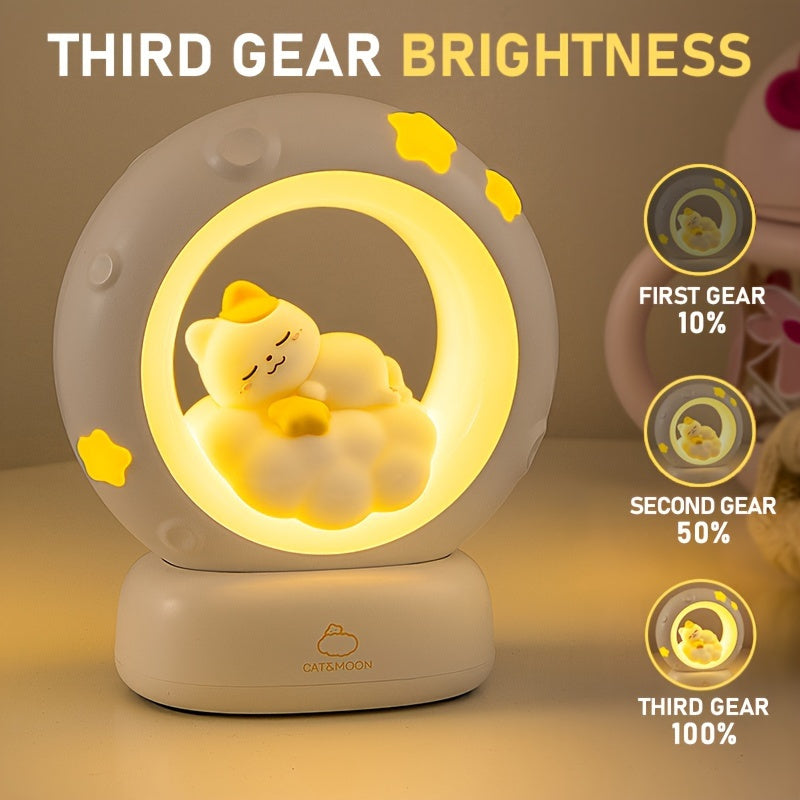 Small Night Lamp. Cat Rabbit Reading Lamp with Battery, Table Lamp, Room Decoration, USB Charging, Cute LED Multicolor Gift