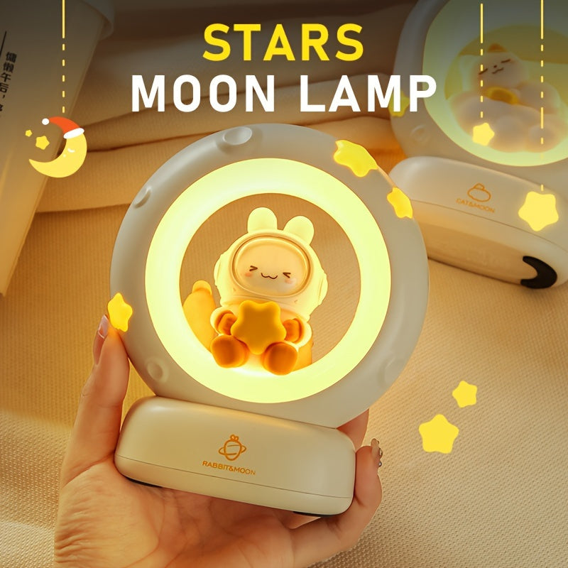 Small Night Lamp. Cat Rabbit Reading Lamp with Battery, Table Lamp, Room Decoration, USB Charging, Cute LED Multicolor Gift