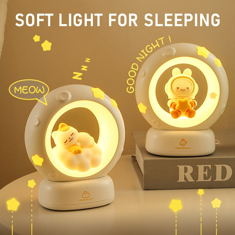 Small Night Lamp. Cat Rabbit Reading Lamp with Battery, Table Lamp, Room Decoration, USB Charging, Cute LED Multicolor Gift