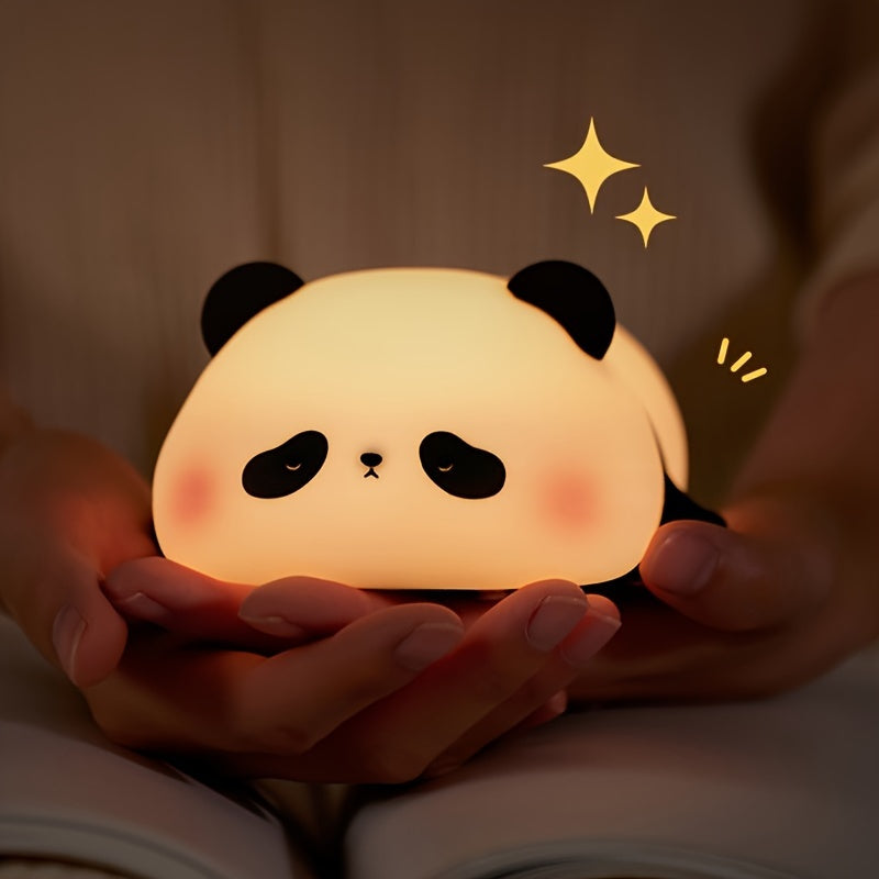 Panda Silicone Lamp - USB Rechargeable Sensor Night Light with 3 Brightness Levels, Auto Timer & Adjustable Brightness, Modern Animal-Themed Bedroom Bedside Lamp for Sleep Aid, Holiday Gift for Friends, Panda Gifts, Sleep Aid Light, Playful Design,