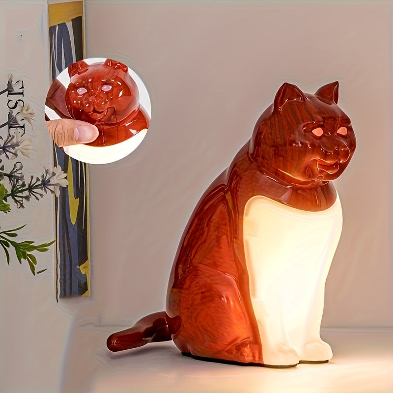 Cute Cat-Shaped LED Table Lamp with Touch Control, USB Rechargeable, 3-Color Dimmable Light, Warm Glow for Bedroom, Living Room, Study, and Dining Room - Perfect Holiday Gift for Christmas and Halloween, Cat Decor