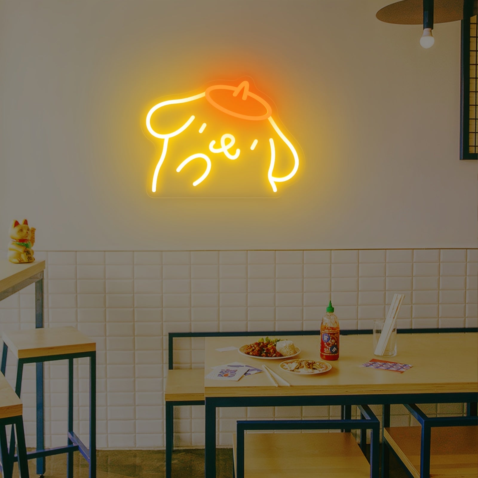 1pc Sanrio POMPOMPURIN Dog Neon Sign Wall Decor - Vibrant Orange LED Kawaii Night Light, USB-Powered with Switch, Cute Bedroom Decor for Girls, Teens, Birthday Gift for Sanrio Fans, Teenage Room Lighting, Playful Design