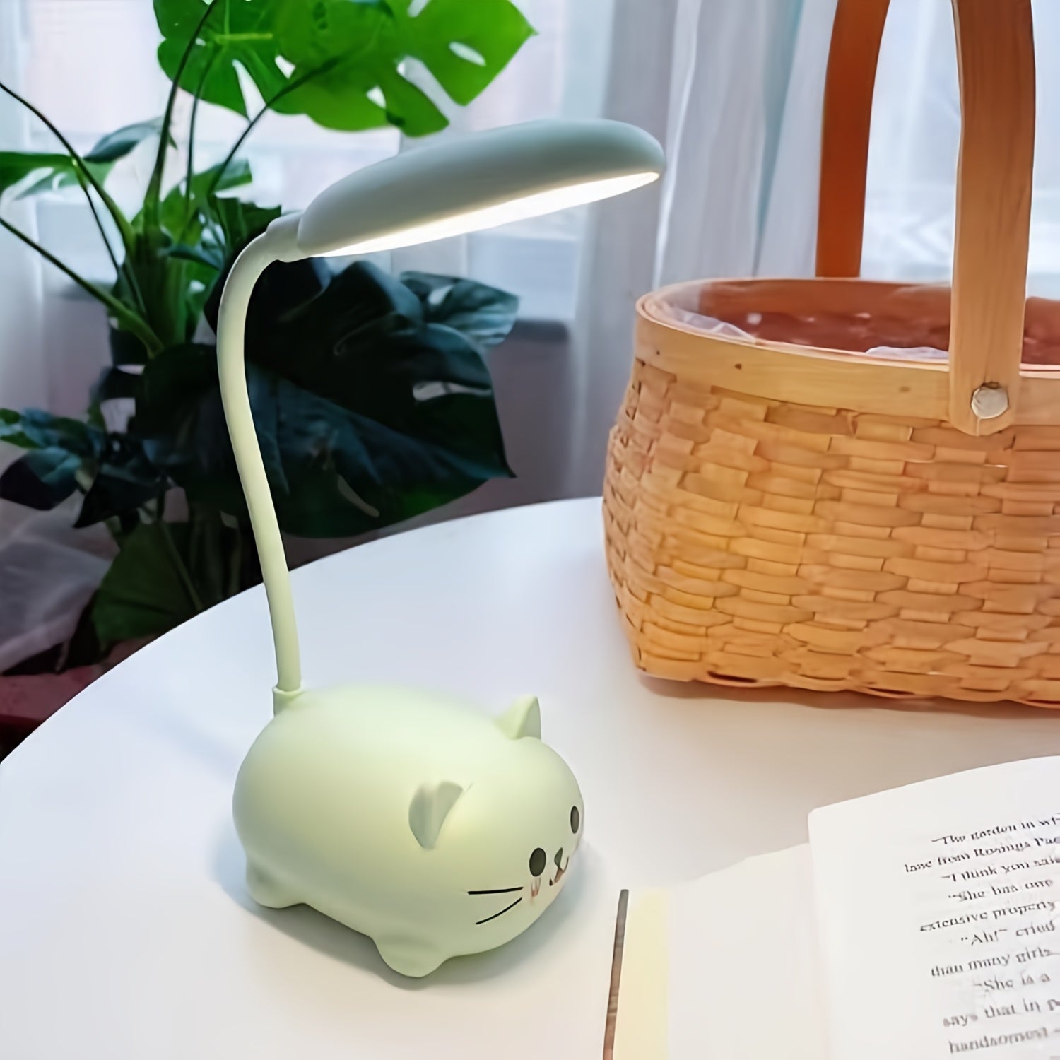 LED Night Light Lamp, Mini Cat Table Lamp, Portable LED Night Light, Cute Desk Lamp, Foldable USB Rechargeable Reading Light For Bedroom