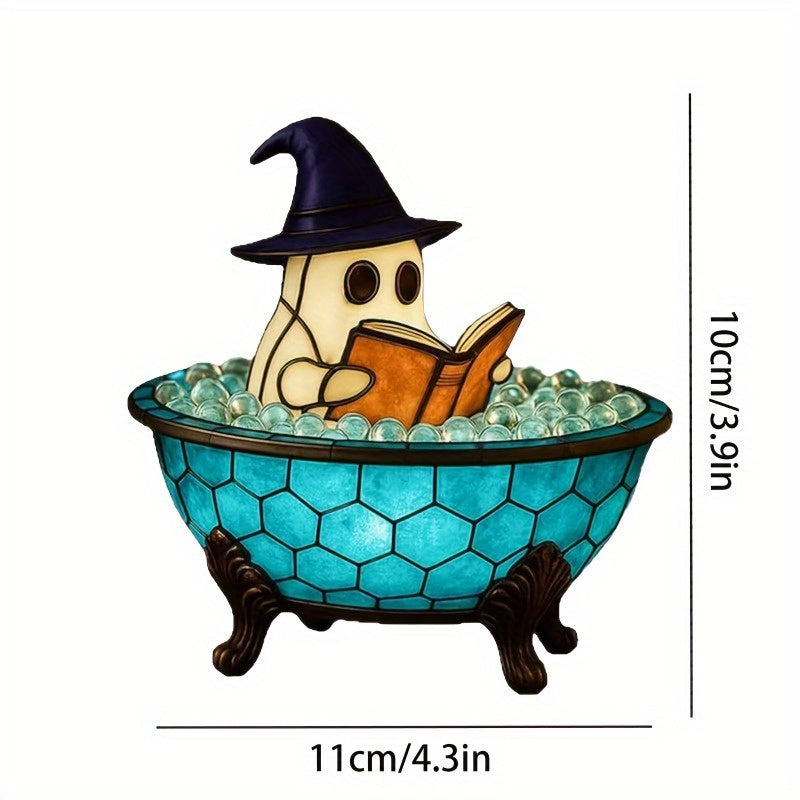 Cute Bathtub Night Light - USB Powered for Bathroom, Desktop, Halloween Decoration - with Witch Hat - Low-Power Bedside Lamp - Resin Home Decor Lamp, Party or Horror Theme Idea, Stylish Design, Smooth Surface, Home Decor, Playful Lighting, Durable