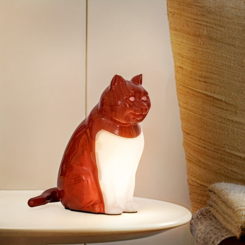 Cute Cat-Shaped LED Table Lamp with Touch Control, USB Rechargeable, 3-Color Dimmable Light, Warm Glow for Bedroom, Living Room, Study, and Dining Room - Perfect Holiday Gift for Christmas and Halloween, Cat Decor