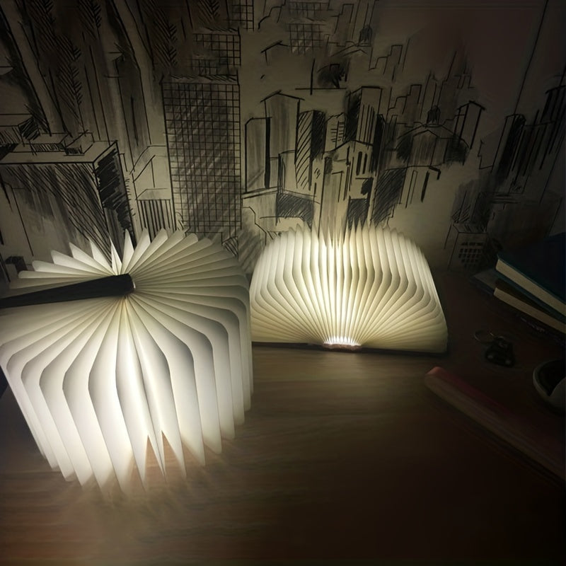 1pc Creative Folding LED Book Lamp - Rechargeable, 3-Color Changing Soft Light, Eye-Care Table Lamp for Bedroom Decor, USB Powered, Warm Ambient Glow, Perfect for Home, Events, and Store Displays, Bedroom Night Light | Cozy Atmosphere Light | USB