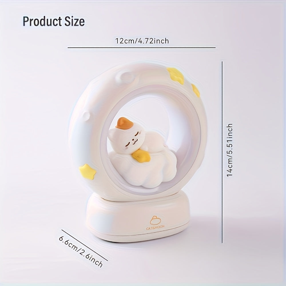 1pc Sleeping Cat Smart Lamp, USB Rechargeable Companion Sleeping Lamp, 3 Speed Dimming Table Lamp, 3 Levels of Brightness Adjustment Soft Light, Office Decompression Lamp, Decorative Cute Sleeping Bedside Lamp for Bedroom, Living Room, Holiday Gift