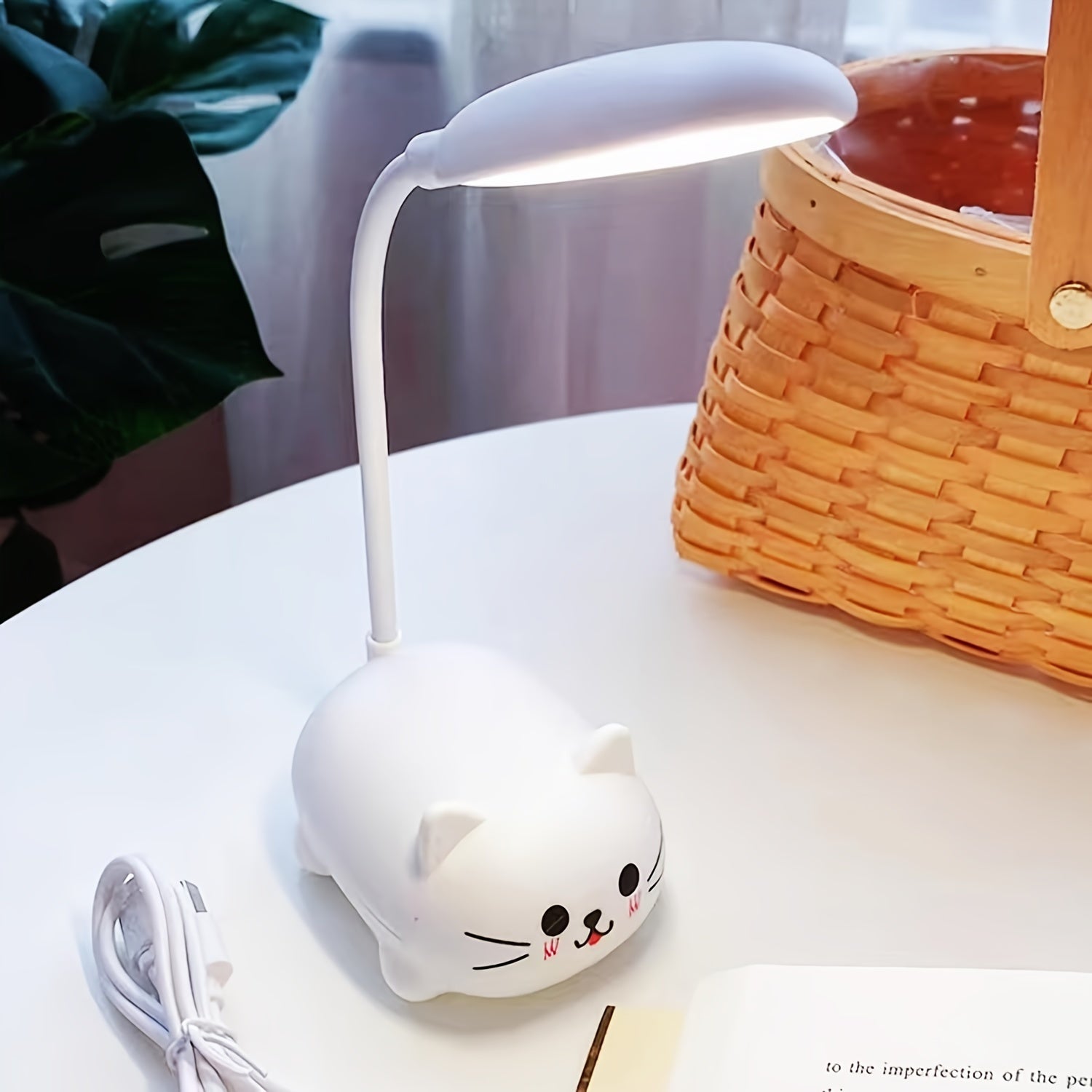 LED Night Light Lamp, Mini Cat Table Lamp, Portable LED Night Light, Cute Desk Lamp, Foldable USB Rechargeable Reading Light For Bedroom