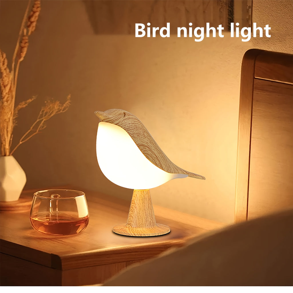 1pc Art Deco Style Bird LED Table Lamp, 3-Level Adjustable Touch-Controlled Night Light, Rechargeable Lithium Battery, Plastic Freestanding Desk Lamp with USB Cable, Animal Theme for Various Room Types - Maple Leaf Color