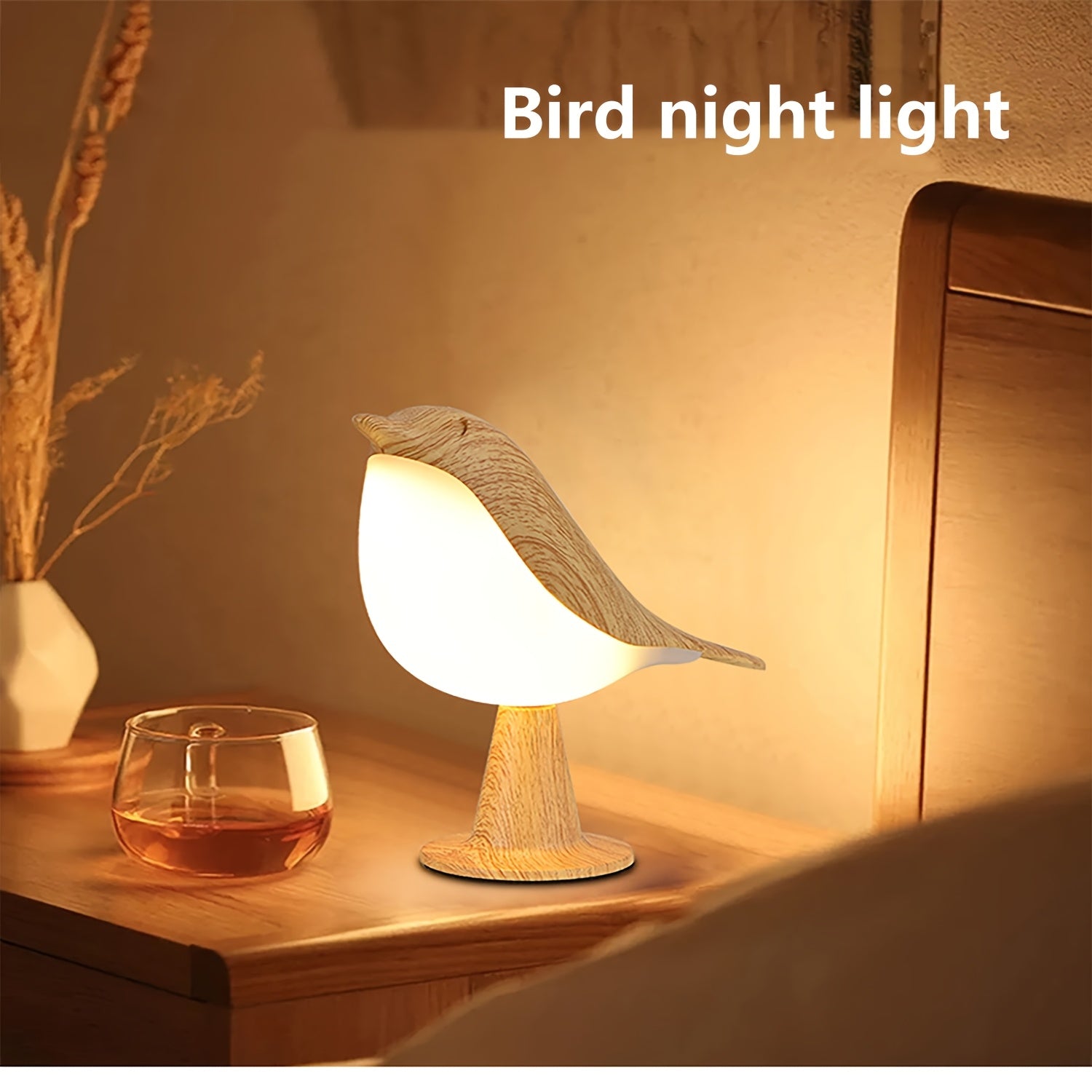 1pc Art Deco Style Bird LED Table Lamp, 3-Level Adjustable Touch-Controlled Night Light, Rechargeable Lithium Battery, Plastic Freestanding Desk Lamp with USB Cable, Animal Theme for Various Room Types - Maple Leaf Color
