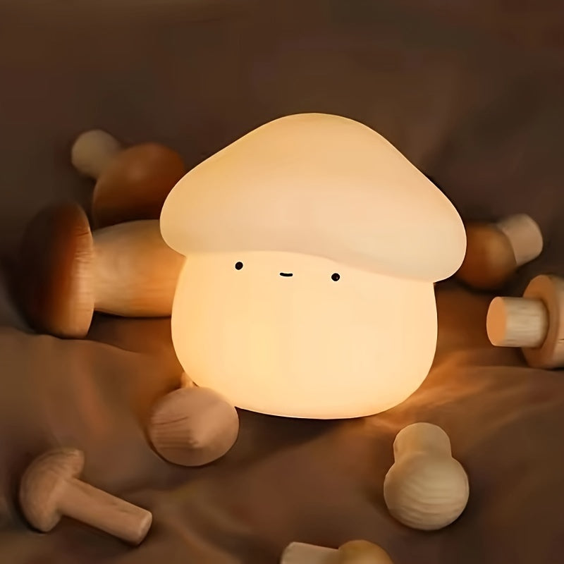 Rechargeable Touch Control Mushroom LED Night Light - Table Lamp for Home & Outdoor Use