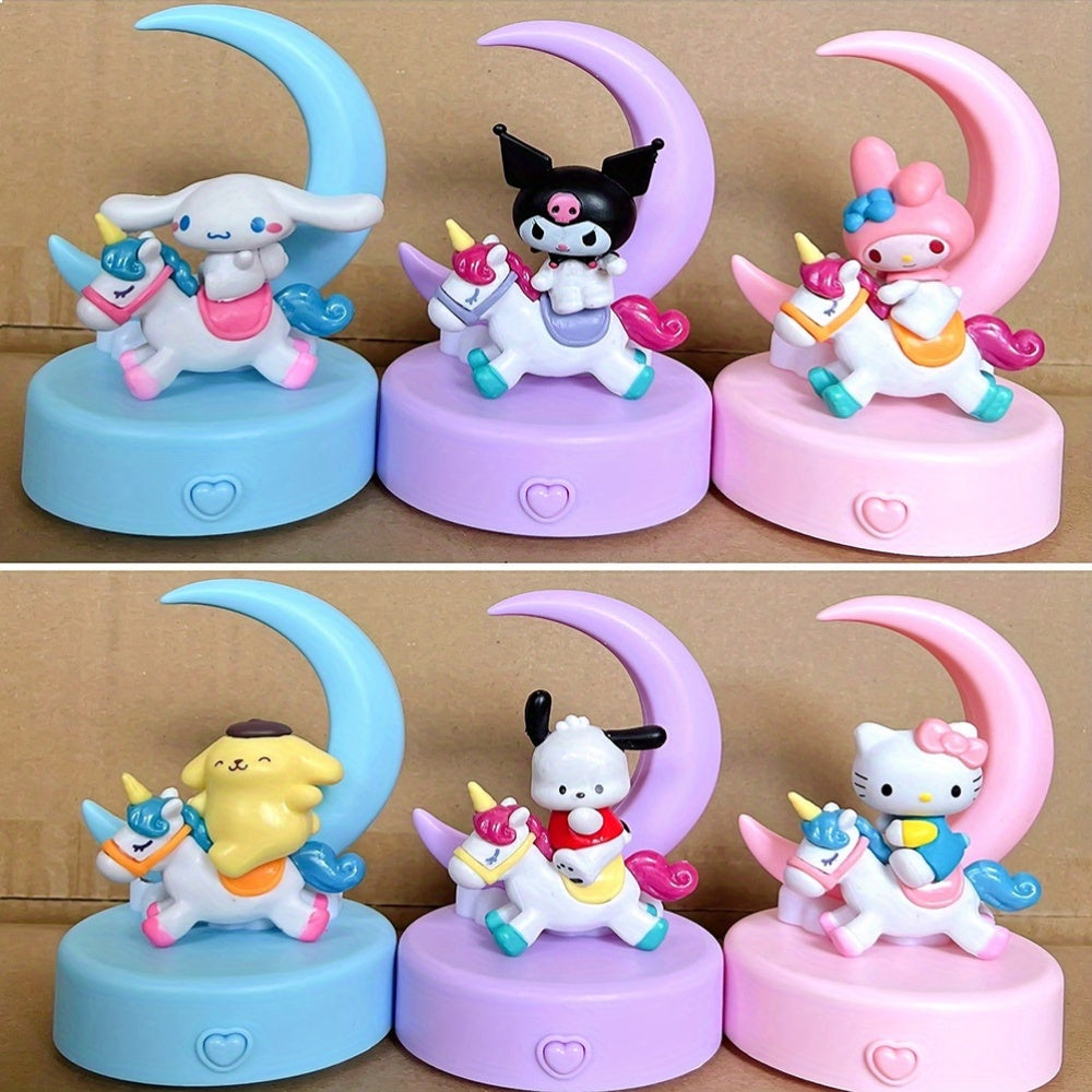 Sanrio Moon Nightlight - Cute Cartoon Character Desk Lamp with Colorful Glow, Eye Protection & Atmosphere Lighting, Durable Plastic, No Electricity Needed, Perfect for Halloween & Christmas Gifts, Living Room Decor, Desk Lamp for Office, Whimsical Design,