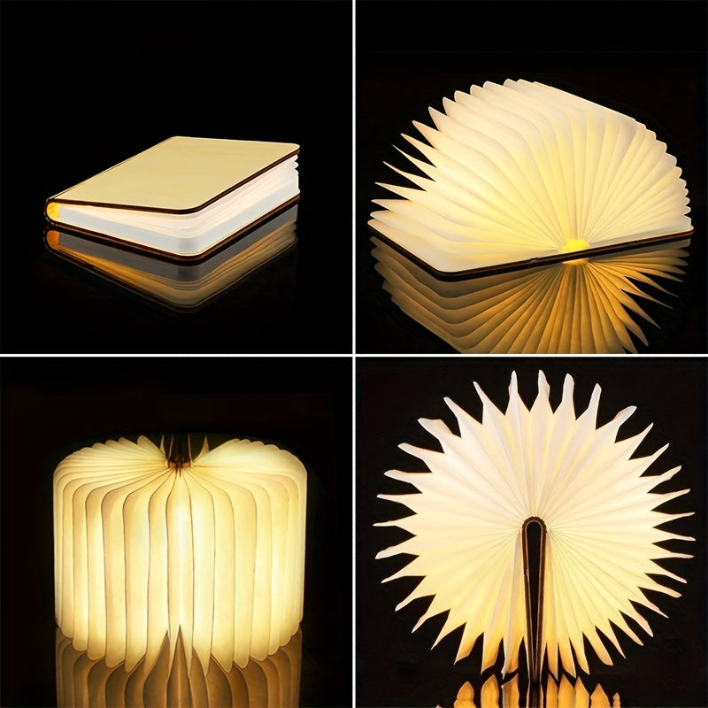 1pc Creative Folding LED Book Lamp - Rechargeable, 3-Color Changing Soft Light, Eye-Care Table Lamp for Bedroom Decor, USB Powered, Warm Ambient Glow, Perfect for Home, Events, and Store Displays, Bedroom Night Light | Cozy Atmosphere Light | USB
