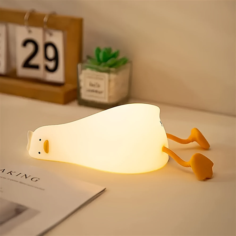 Lie flat duck nightlight bedroom charging children's sleep with sleep gift feeding Bedside lamp Creative siliconThe rubber patting light