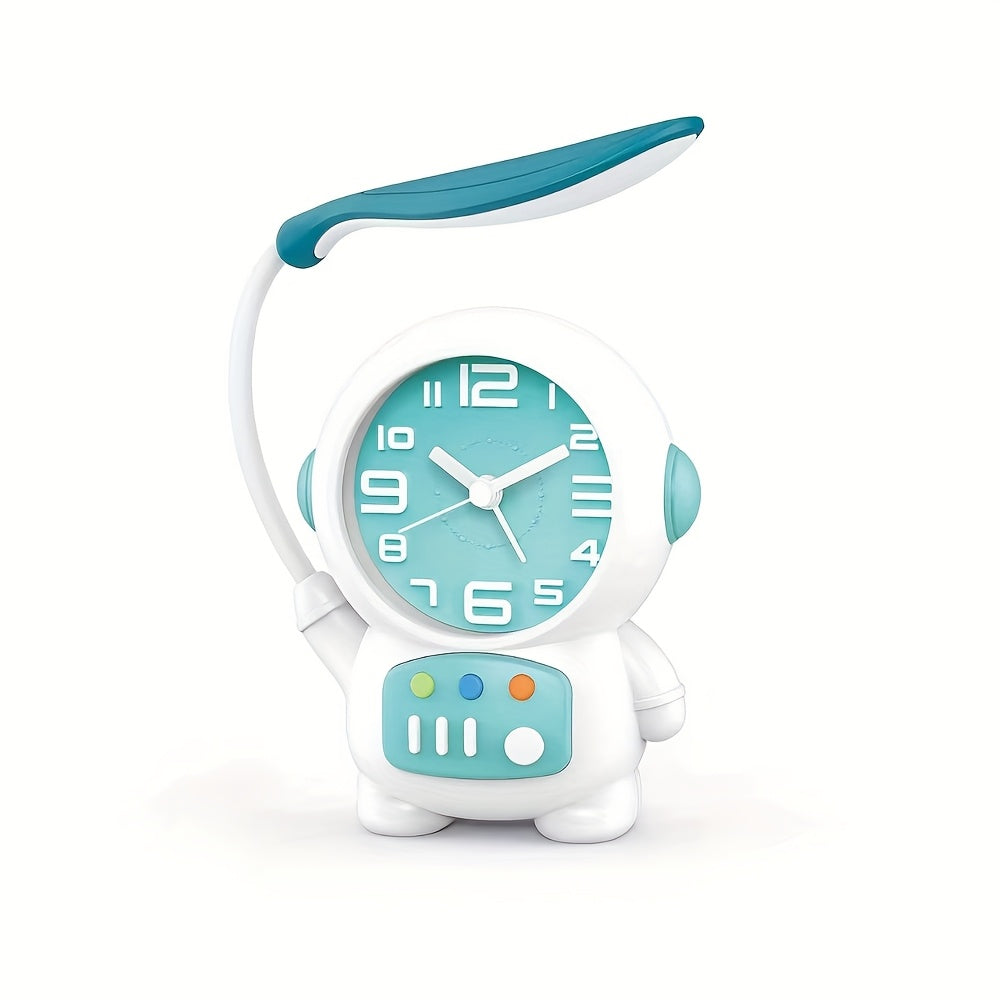 LED Small Desktop Table Lamp, Astronaut Clock Desktop Table Lamp Shape, Technology And Fashionable Design, Available In Pink And Blue Colors