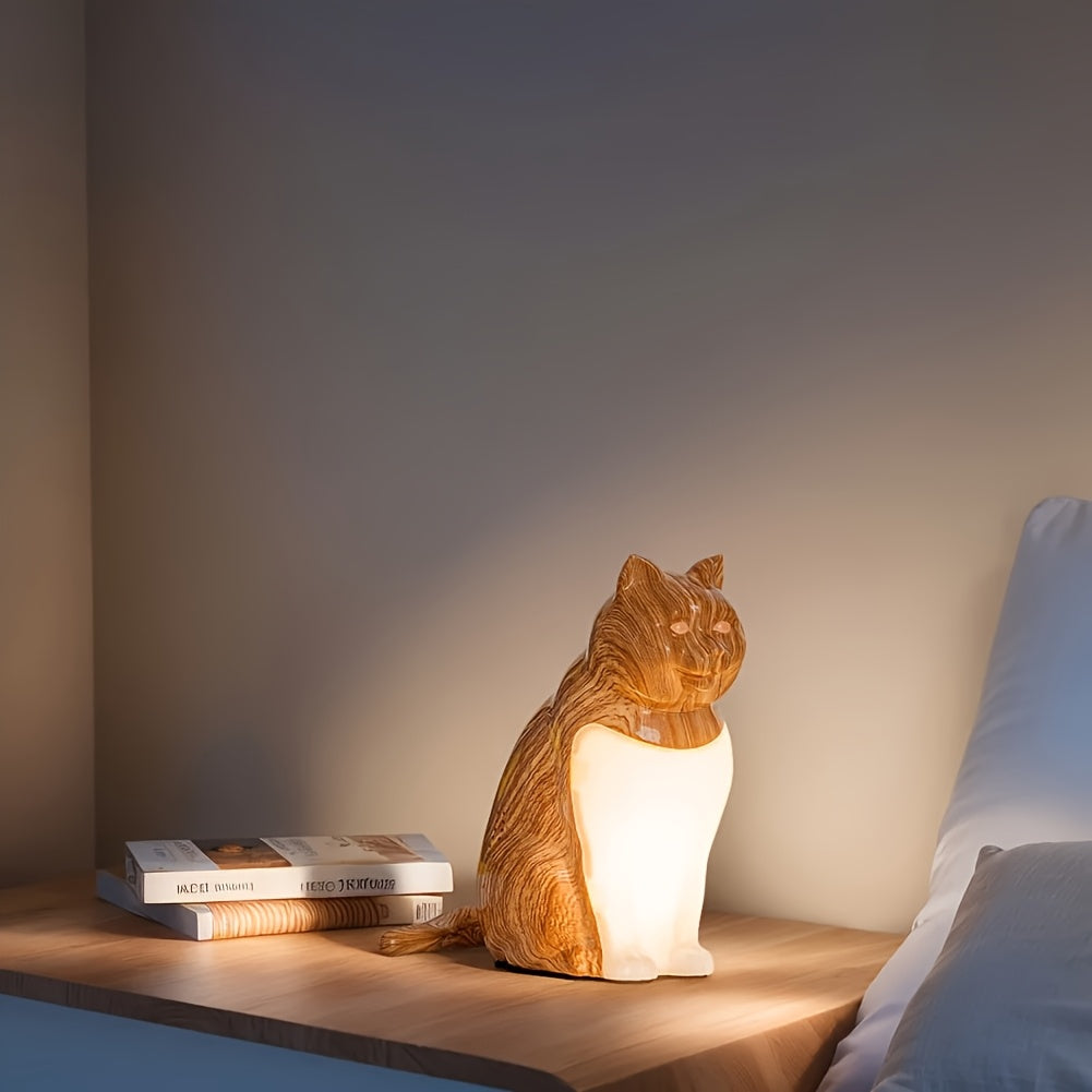 Cute Cat-Shaped LED Table Lamp with Touch Control, USB Rechargeable, 3-Color Dimmable Light, Warm Glow for Bedroom, Living Room, Study, and Dining Room - Perfect Holiday Gift for Christmas and Halloween, Cat Decor