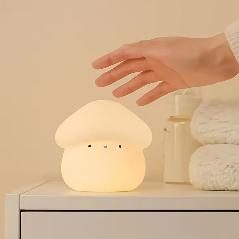 Rechargeable Touch Control Mushroom LED Night Light - Table Lamp for Home & Outdoor Use