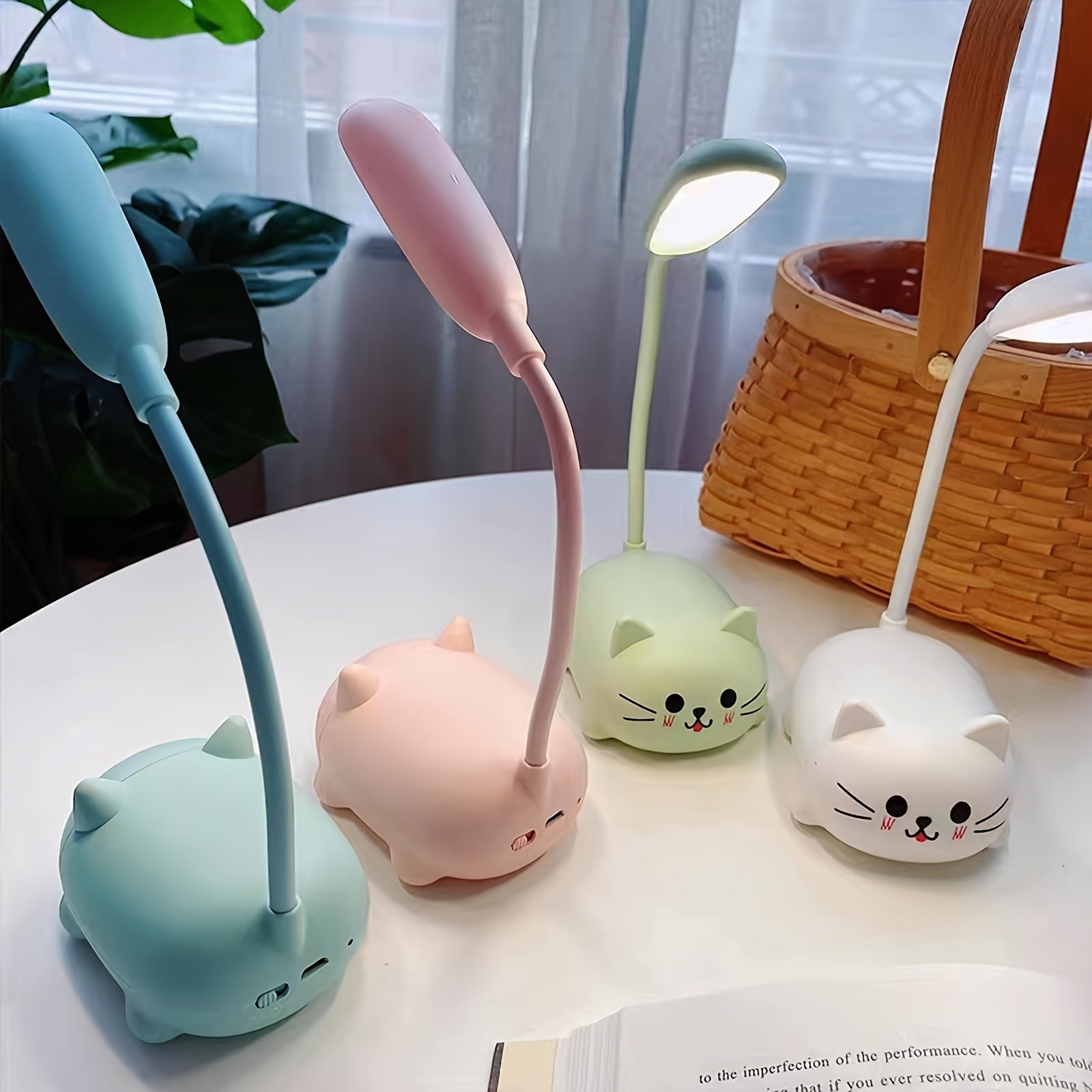 LED Night Light Lamp, Mini Cat Table Lamp, Portable LED Night Light, Cute Desk Lamp, Foldable USB Rechargeable Reading Light For Bedroom
