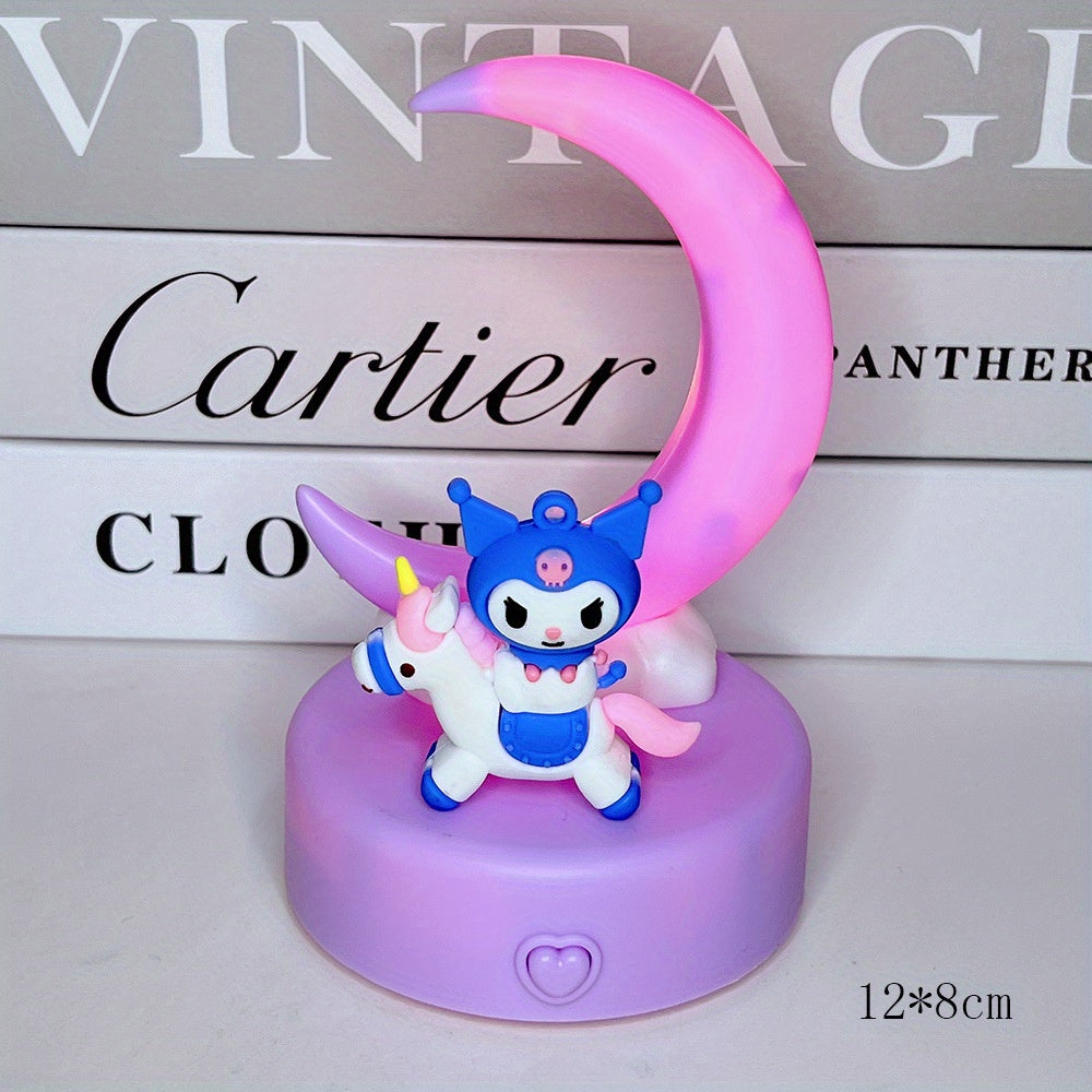 Sanrio Moon Nightlight - Cute Cartoon Character Desk Lamp with Colorful Glow, Eye Protection & Atmosphere Lighting, Durable Plastic, No Electricity Needed, Perfect for Halloween & Christmas Gifts, Living Room Decor, Desk Lamp for Office, Whimsical Design,