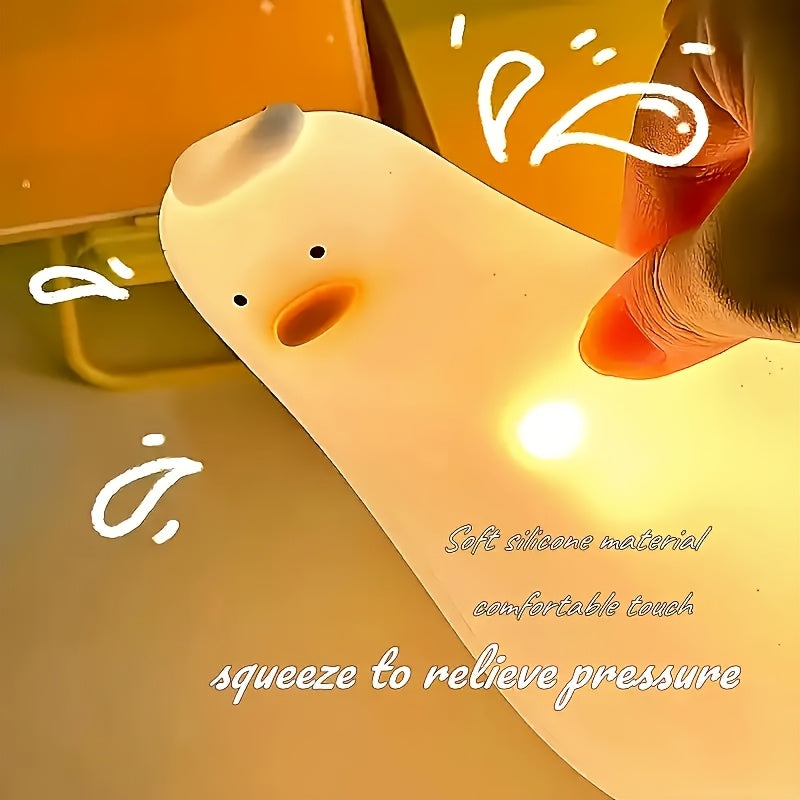 LED Glowing Night Light with Pressure Reduction, Silicone Touch-Activated Sleep Lamp, Colorful Changing Duck That Changes Face with a Tap.