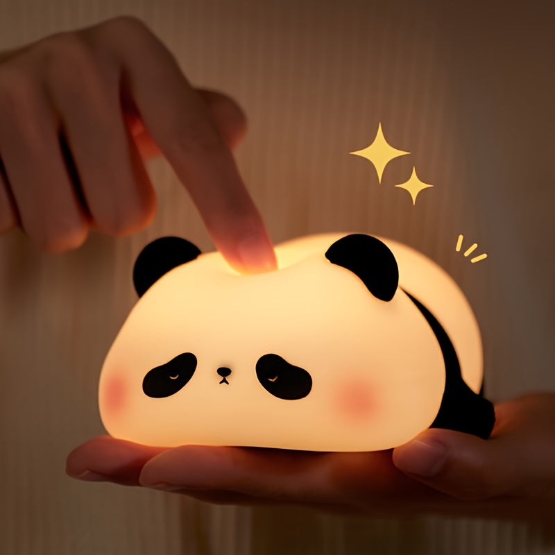Panda Silicone Lamp - USB Rechargeable Sensor Night Light with 3 Brightness Levels, Auto Timer & Adjustable Brightness, Modern Animal-Themed Bedroom Bedside Lamp for Sleep Aid, Holiday Gift for Friends, Panda Gifts, Sleep Aid Light, Playful Design,
