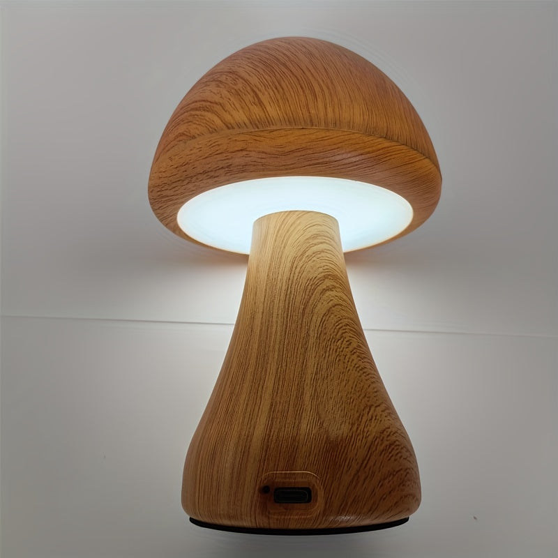 1pc 3-color LED mushroom light, night light, USB light with touch sensor, portable dimmable bedside light with USB charging, wireless desk light, home decoration mushroom desk light, Christmas light, Christmas gift