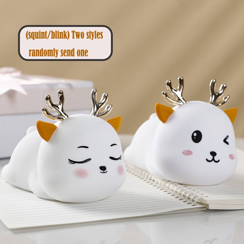Bedroom [Accompany Sleeping] Ambient Night Light, 2 Cute Little Animal [elk] Style [gradient 7-color] Night Light, USB | Type+(1200mAh Lithium Battery) with Large Capacity Battery Life, Bidding Farewell to Frequent Charging Anxiety Night Light