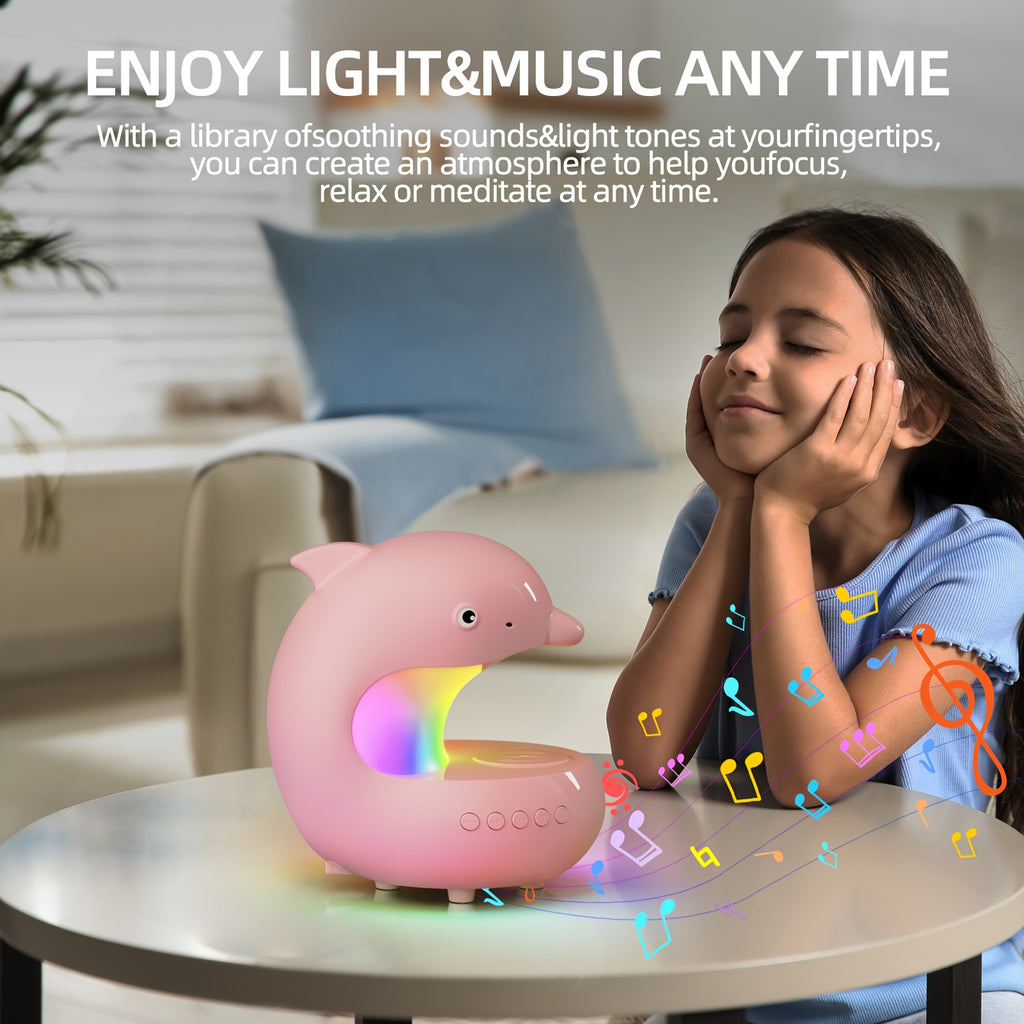 [Smart RGB Light] Smart RGB Light with Wireless Speaker & Fast Wireless Charger - Adjustable Brightness Dolphin Desk Lamp, USB Type-C, Wireless, Bedroom Night Light, Valentine's Day Gift, Camping, Wedding, Halloween, Christmas Decor