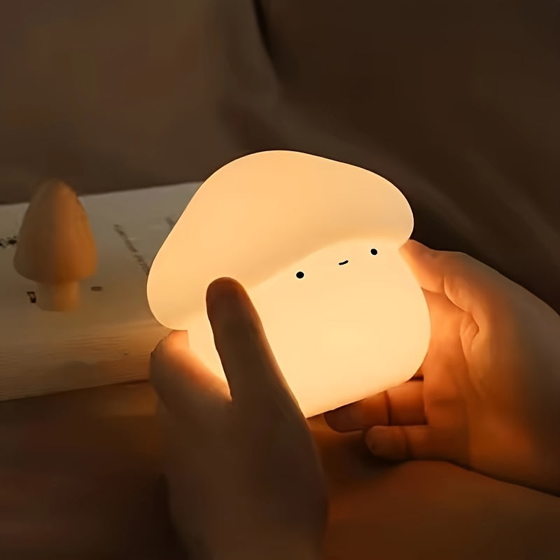 Rechargeable Touch Control Mushroom LED Night Light - Table Lamp for Home & Outdoor Use