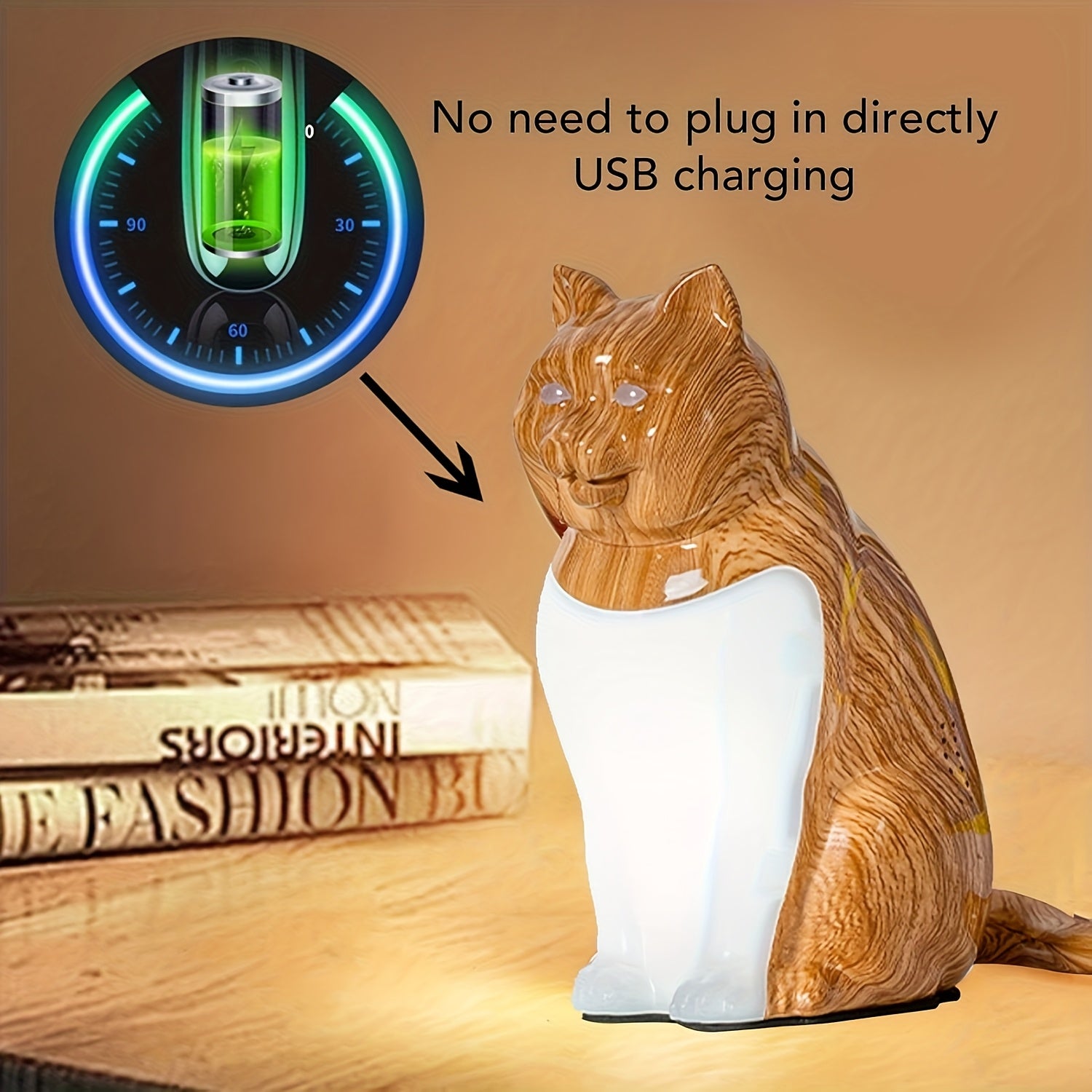 Cute Cat-Shaped LED Table Lamp with Touch Control, USB Rechargeable, 3-Color Dimmable Light, Warm Glow for Bedroom, Living Room, Study, and Dining Room - Perfect Holiday Gift for Christmas and Halloween, Cat Decor