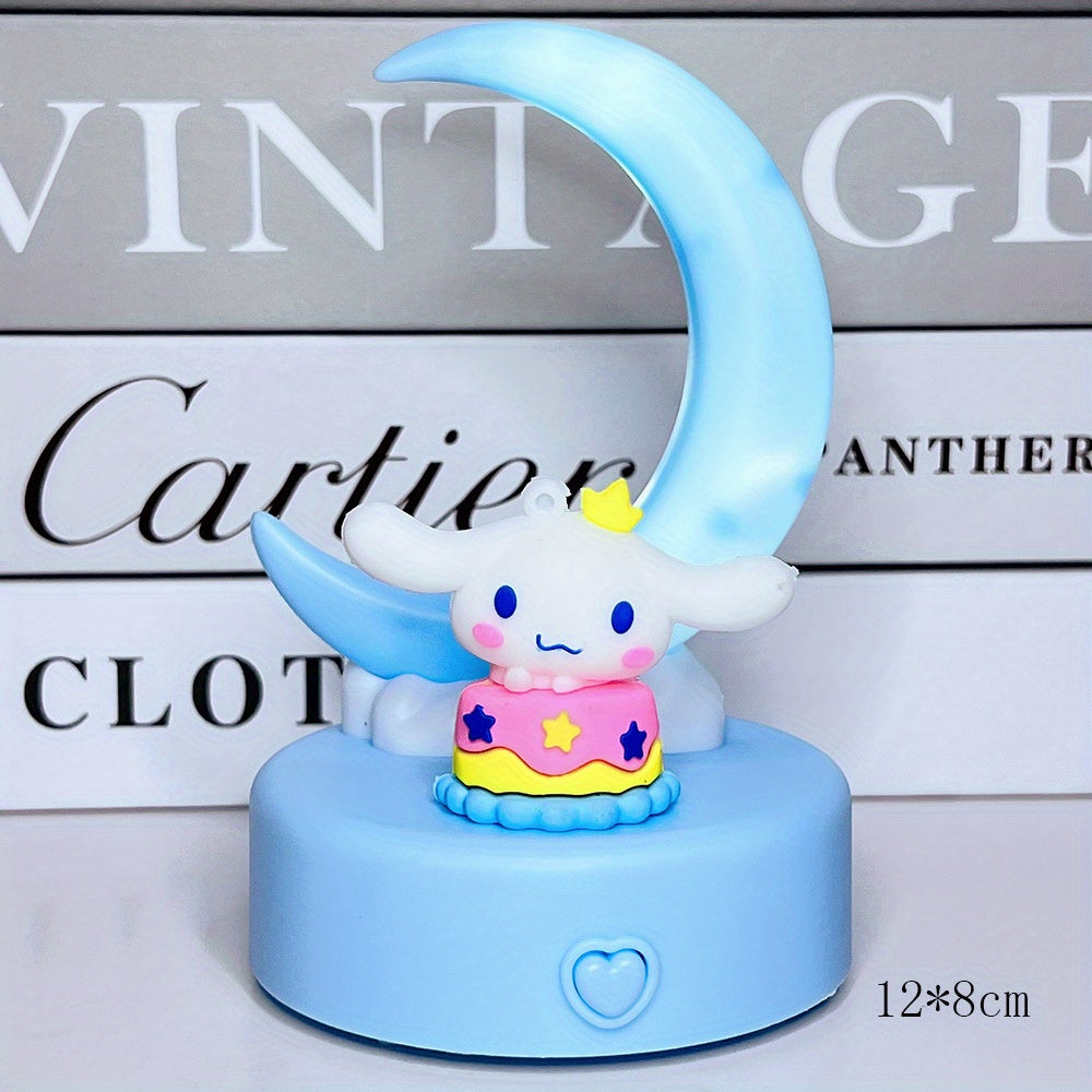 Sanrio Moon Nightlight - Cute Cartoon Character Desk Lamp with Colorful Glow, Eye Protection & Atmosphere Lighting, Durable Plastic, No Electricity Needed, Perfect for Halloween & Christmas Gifts, Living Room Decor, Desk Lamp for Office, Whimsical Design,