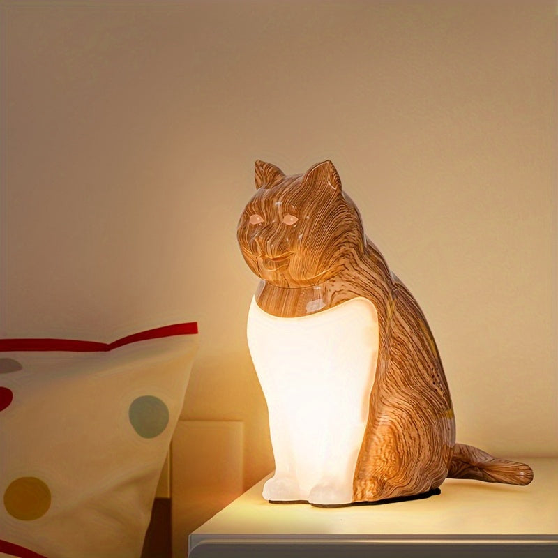 Cute Cat-Shaped LED Table Lamp with Touch Control, USB Rechargeable, 3-Color Dimmable Light, Warm Glow for Bedroom, Living Room, Study, and Dining Room - Perfect Holiday Gift for Christmas and Halloween, Cat Decor