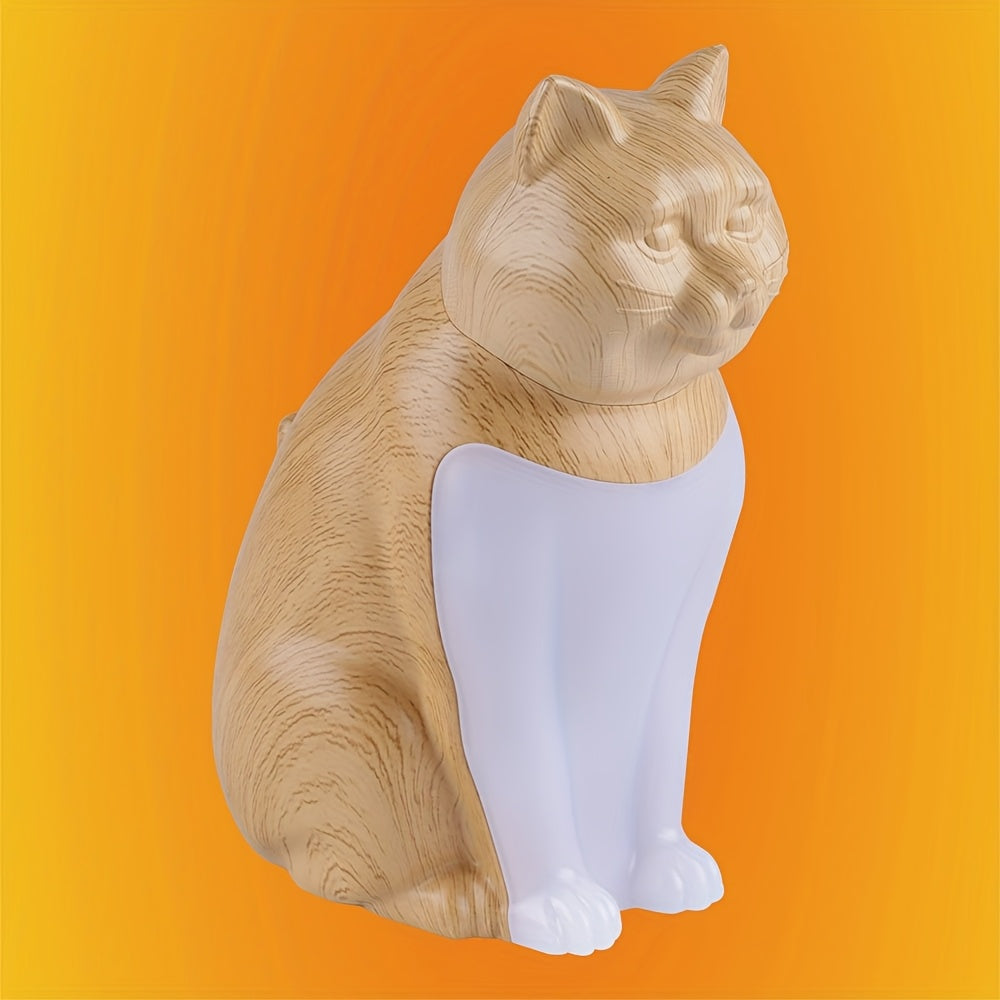 Adorable Kitten LED Desk Lamp, Three-Level Dimmable Bedside Lamp, Artistic Rechargeable Touch Night Light, Maple Leaf Color, Holiday Gift, Bedside Lighting, Home Decor, Artistic Lamp, Stylish Nightlight, Portable Lighting, Lightweight Design, Adjustable