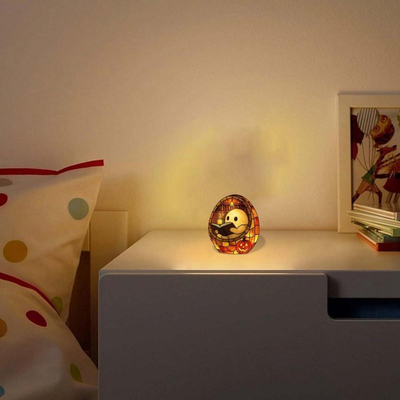 Halloween Reading Light - Cute LED Book Night Light with Ghost Reader Shape, Portable Battery-Powered Bedside Lamp, No Sockets Needed, Perfect for Book Lovers & Party Decorations, Resin Material, Adjustable Brightness, Modern Design for Living Room or