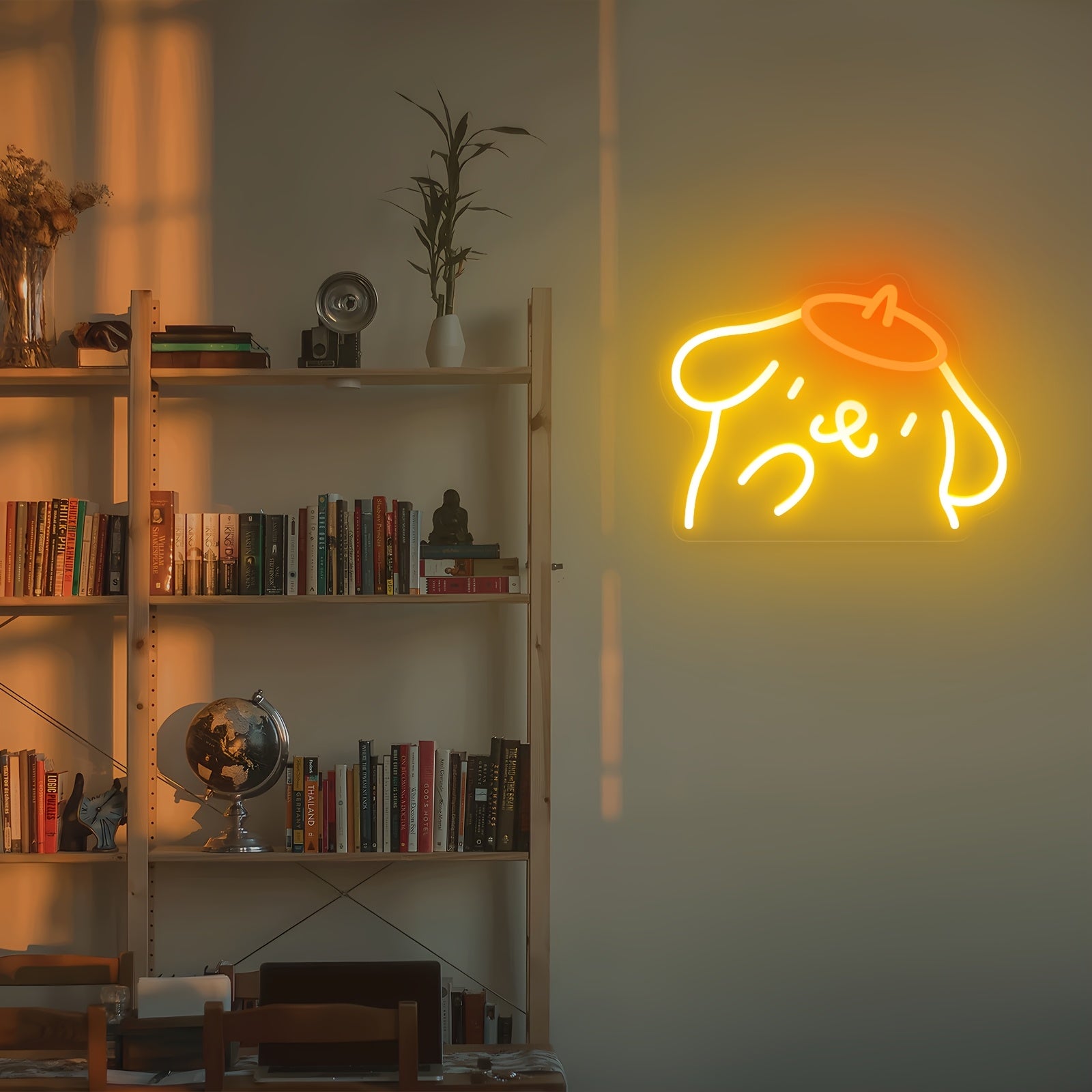 1pc Sanrio POMPOMPURIN Dog Neon Sign Wall Decor - Vibrant Orange LED Kawaii Night Light, USB-Powered with Switch, Cute Bedroom Decor for Girls, Teens, Birthday Gift for Sanrio Fans, Teenage Room Lighting, Playful Design