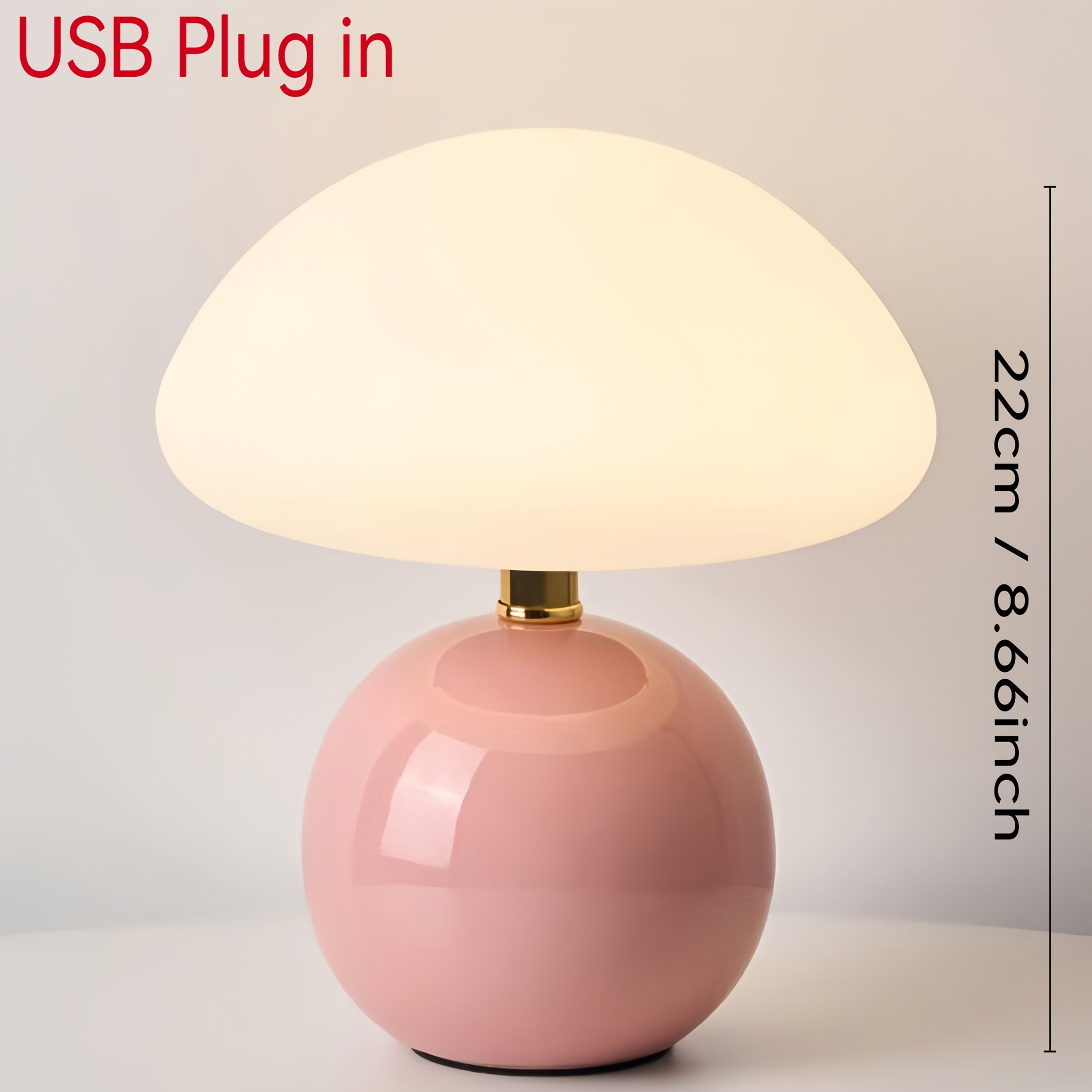 [USB Ceramic Lamp] Ceramic Mushroom Table Lamp with Adjustable Brightness & Touch Control | Elegant, Minimalist Design, USB Lighting Fixture, Soft, Dimmable Light for Bedroom, Living Room, Desk, and Home Office Decor