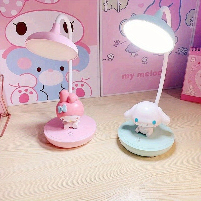 Sanrio KT Cat & Yugui Dog 3-Level Touch Switch Desk Lamp - Cute Cartoon Design, Adjustable Brightness, No Electricity Needed, Perfect for Bedroom, Dorm, or Study, Dorm Room Lighting, Playful Design, Plastic Construction, Bedroom Lighting, Study Lampshade,