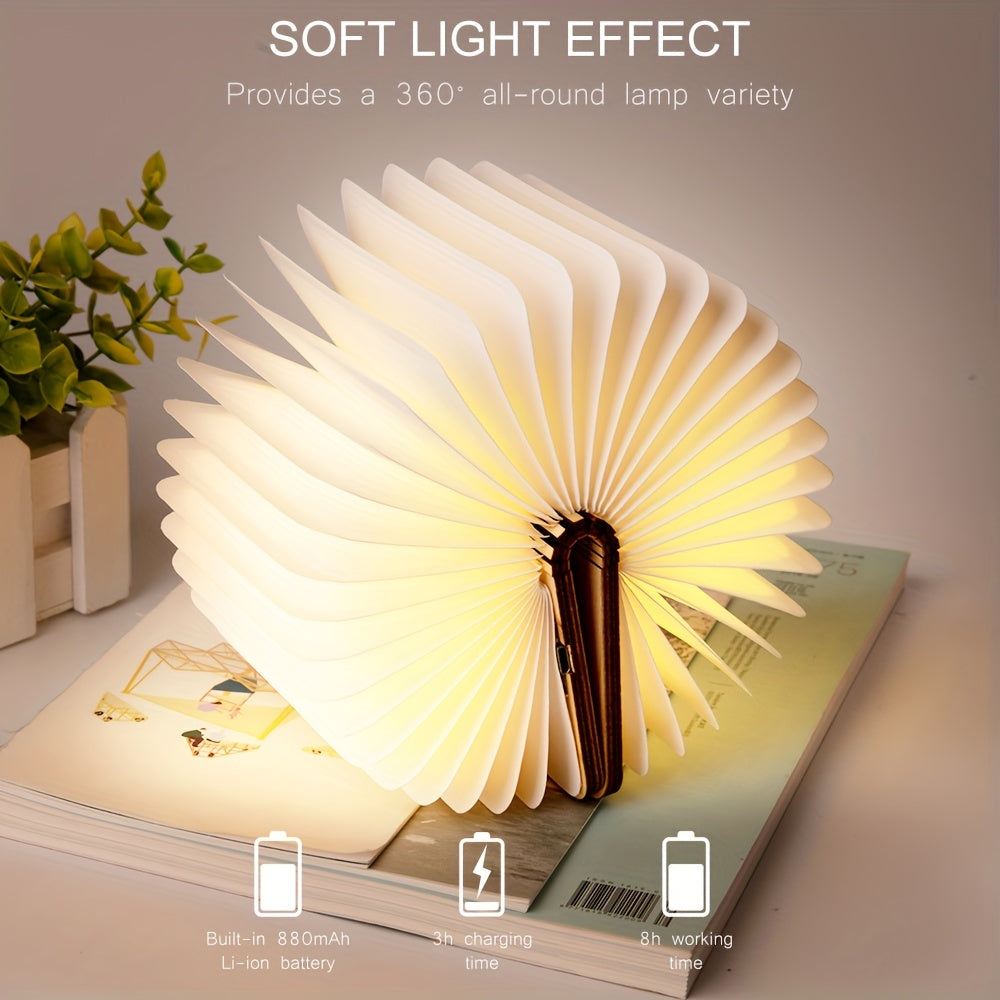 1pc Creative Folding LED Book Lamp - Rechargeable, 3-Color Changing Soft Light, Eye-Care Table Lamp for Bedroom Decor, USB Powered, Warm Ambient Glow, Perfect for Home, Events, and Store Displays, Bedroom Night Light | Cozy Atmosphere Light | USB