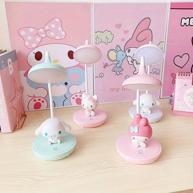 Sanrio cartoon desk lamp desktop study writing three-speed touch switch reading lamp cute kt cat cinnamon dog bedroom dormitory bedside lamp, Study Lighting, Workspace Illumination, Sanrio Theme, Kawaii Lighting, Touch Control, Portable Lighting,