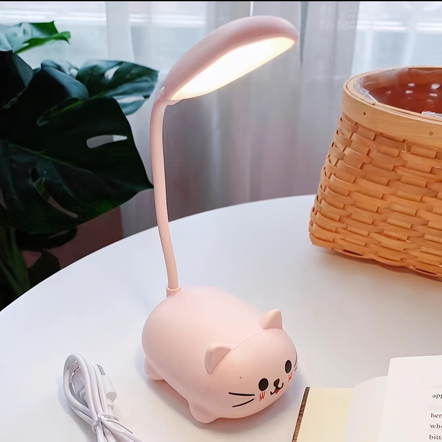 LED Night Light Lamp, Mini Cat Table Lamp, Portable LED Night Light, Cute Desk Lamp, Foldable USB Rechargeable Reading Light For Bedroom