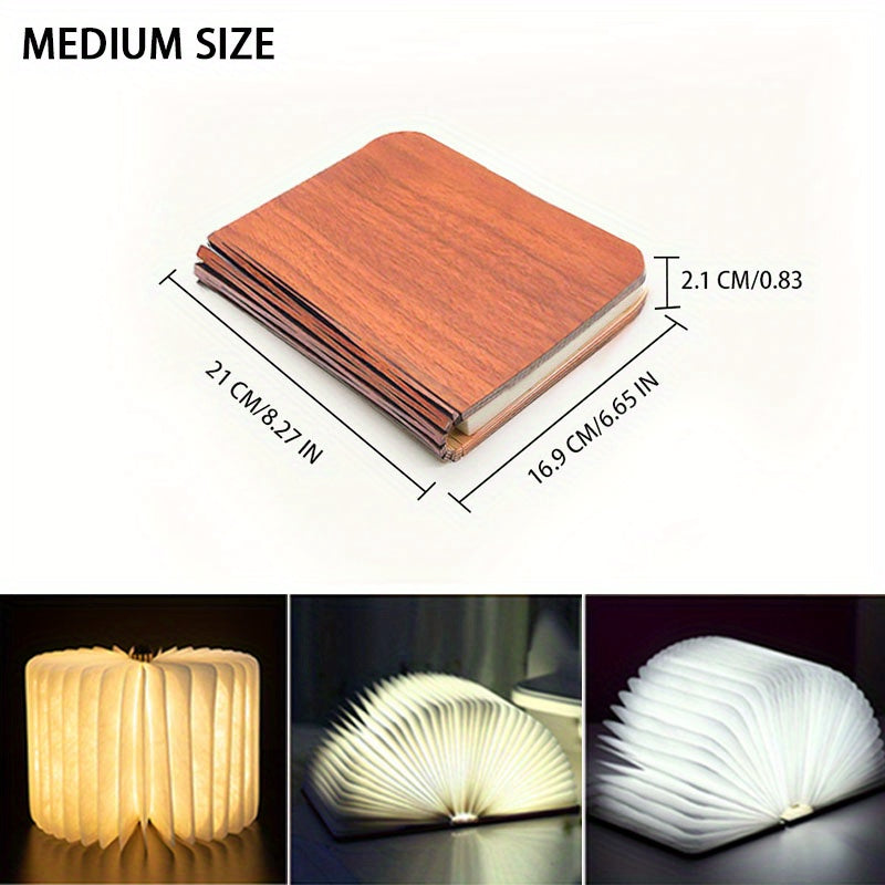 1pc Creative Folding LED Book Lamp - Rechargeable, 3-Color Changing Soft Light, Eye-Care Table Lamp for Bedroom Decor, USB Powered, Warm Ambient Glow, Perfect for Home, Events, and Store Displays, Bedroom Night Light | Cozy Atmosphere Light | USB