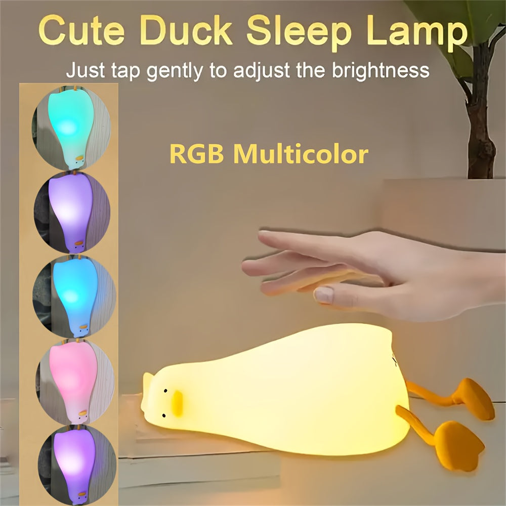 Lie flat duck nightlight bedroom charging children's sleep with sleep gift feeding Bedside lamp Creative siliconThe rubber patting light