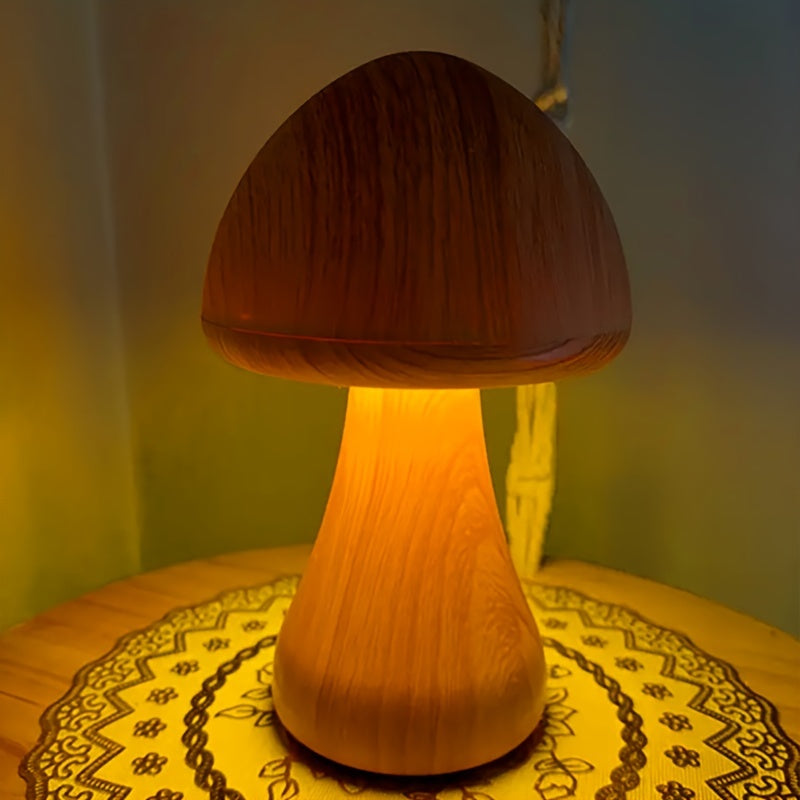 1pc 3-color LED mushroom light, night light, USB light with touch sensor, portable dimmable bedside light with USB charging, wireless desk light, home decoration mushroom desk light, Christmas light, Christmas gift