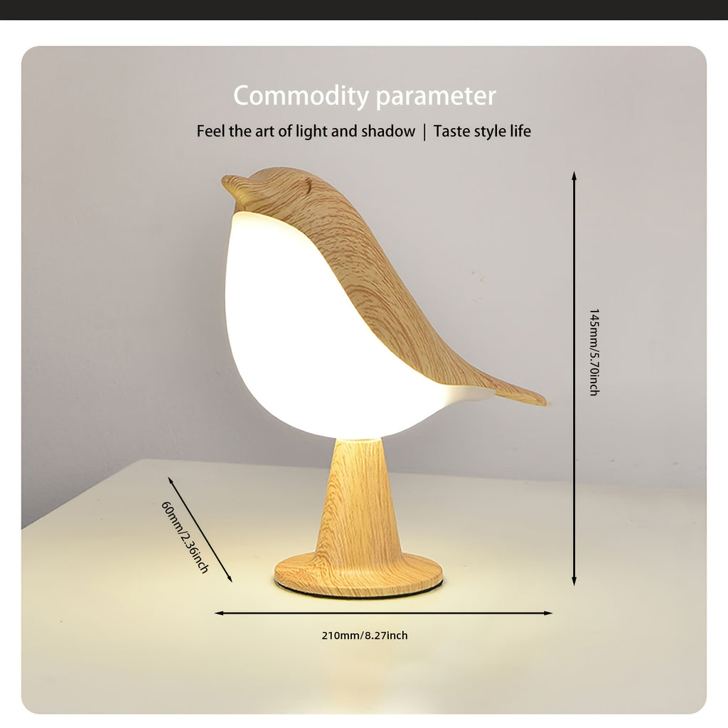 1pc Art Deco Style Bird LED Table Lamp, 3-Level Adjustable Touch-Controlled Night Light, Rechargeable Lithium Battery, Plastic Freestanding Desk Lamp with USB Cable, Animal Theme for Various Room Types - Maple Leaf Color